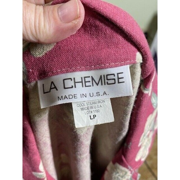 LA Chemise Womens Petite Sz LP Red Floral Linen Blend Shacket Grandmacore - Picture 8 of 9
